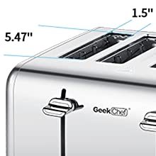 Geek Chef Stainless Steel 4-Slice Toaster