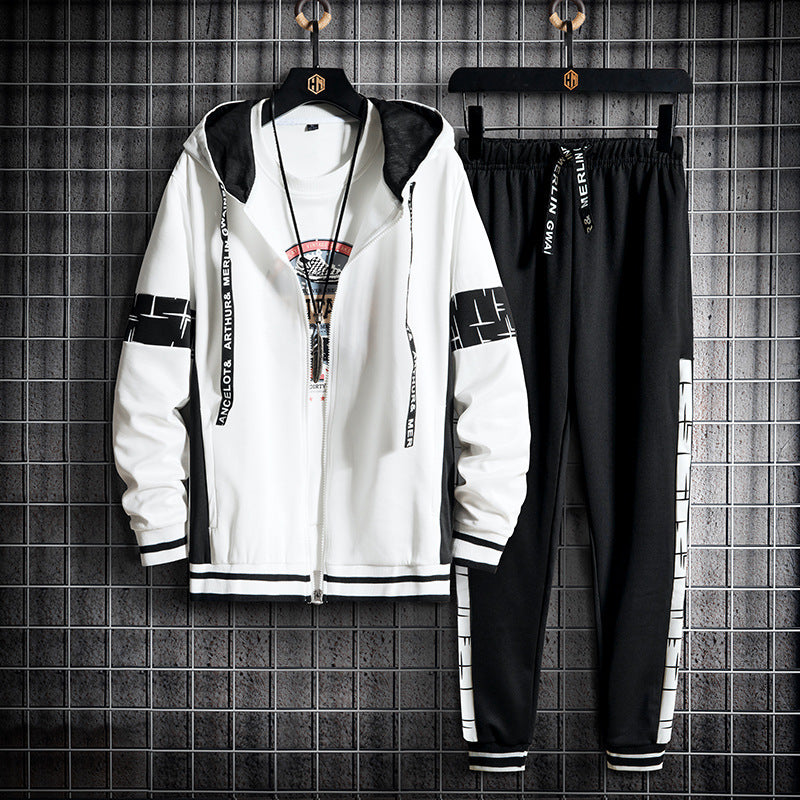 Men's Fashion Hooded Casual Suit