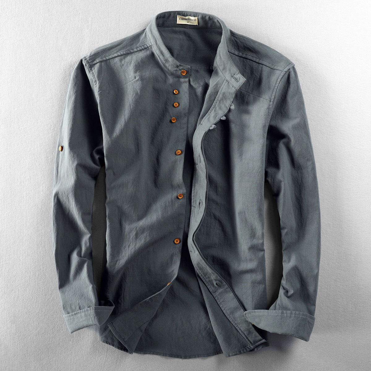 Men's Casual Linen Shirt Stand Collar