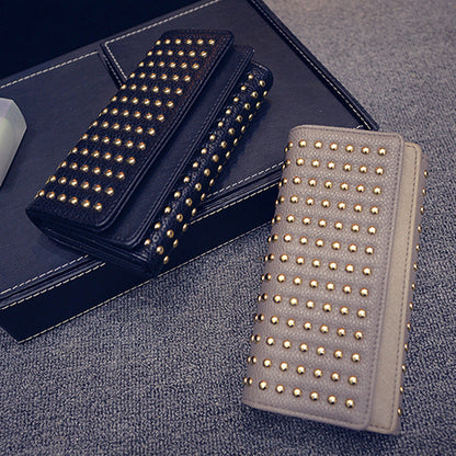 Women's Rivet Three-Fold Wallet