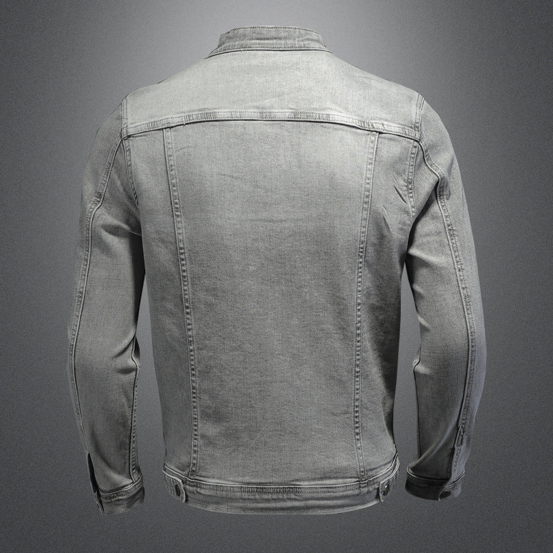 Men's Denim Jacket with Elastic Zipper