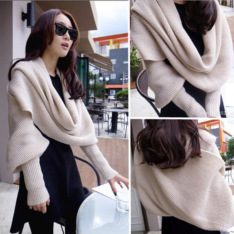 Wool Scarf with Sleeves