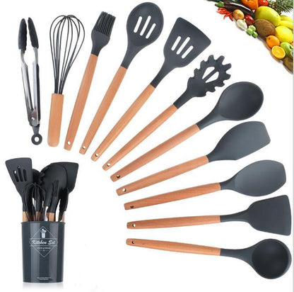 Silicone Kitchenware with Wooden Handle