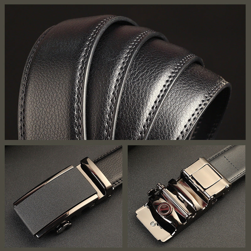 Men's Leather Belt with Automatic Buckle