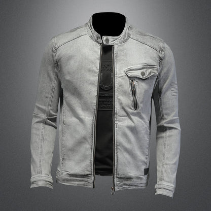 Men's Denim Jacket with Elastic Zipper