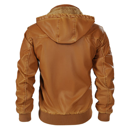 Men's Hooded Leather Jacket