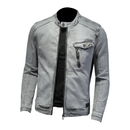 Men's Denim Jacket with Elastic Zipper