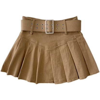 High-Waisted Pleated Short Skirt